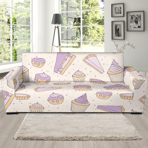 Cakes Pies Tarts Muffins And Eclairs Purple Blueberry Topping Pattern Sofa Slipcover