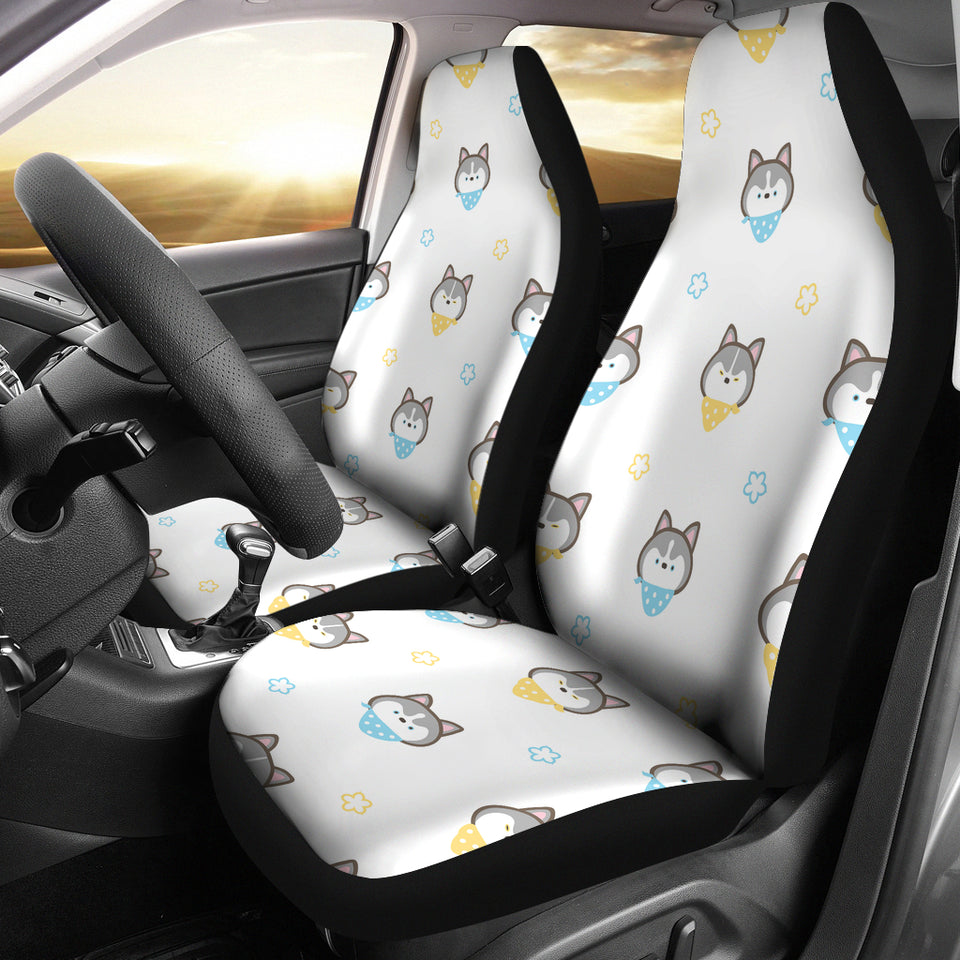 Cute Siberian Husky Pattern  Universal Fit Car Seat Covers