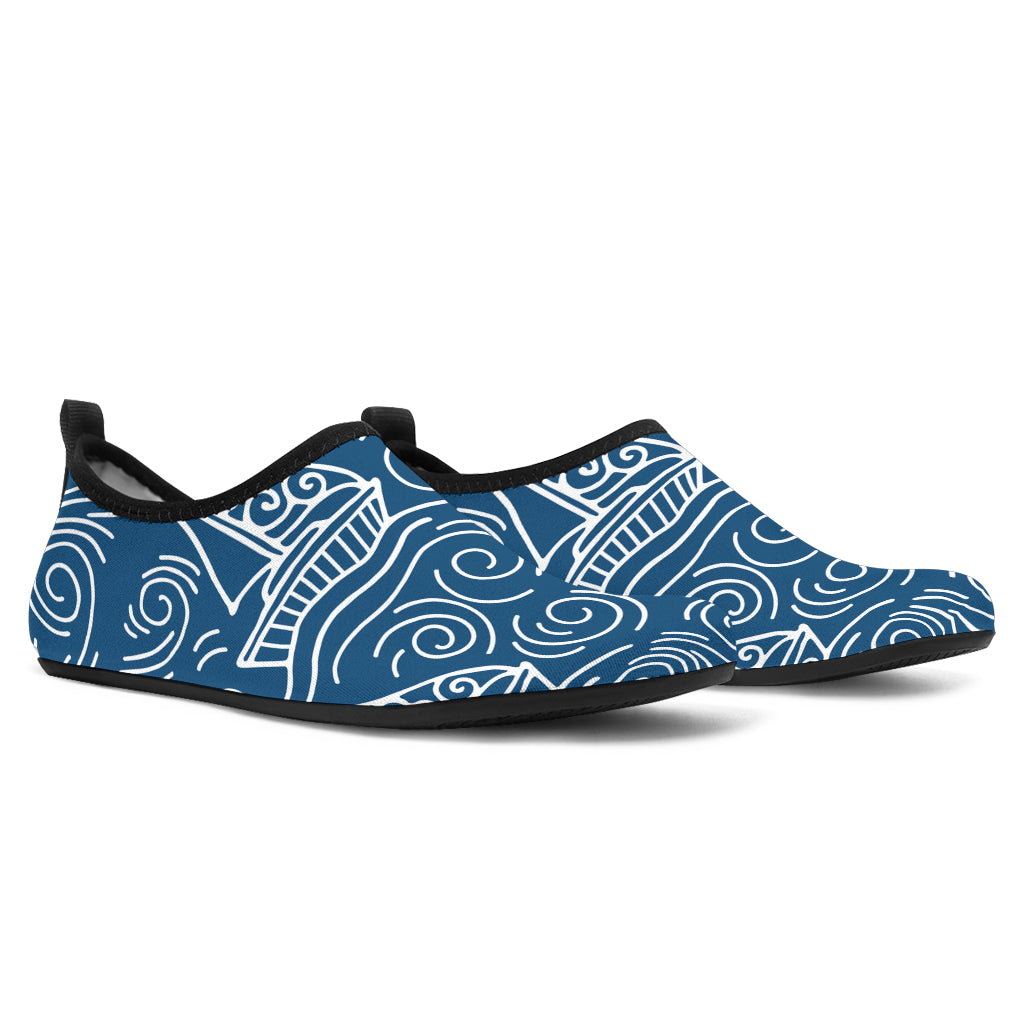 Hand Drawn Sailboat Pattern Aqua Shoes