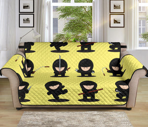 Cute ninja yellow background Sofa Cover Protector