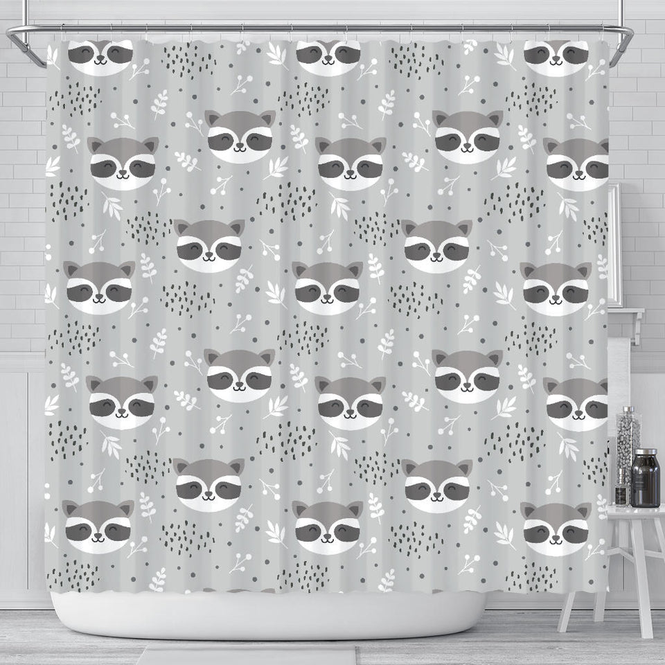 Cute Raccoons Leaves Dot Shower Curtain Fulfilled In US