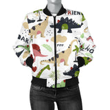 Cute Dinosaurs Pattern Women'S Bomber Jacket