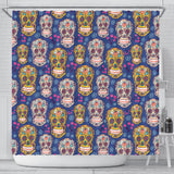 Sugar Skull Flower Pattern Shower Curtain Fulfilled In US