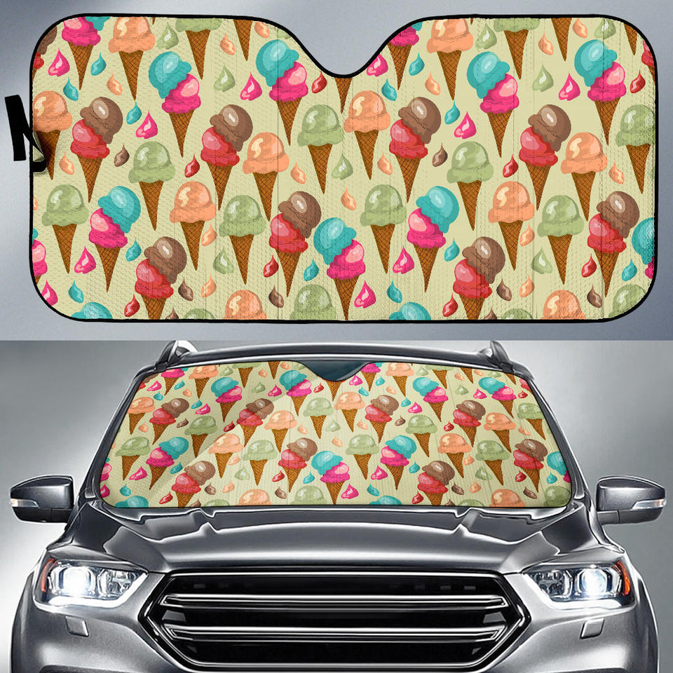 Colorful Ice Cream Pattern Car Sun Shade