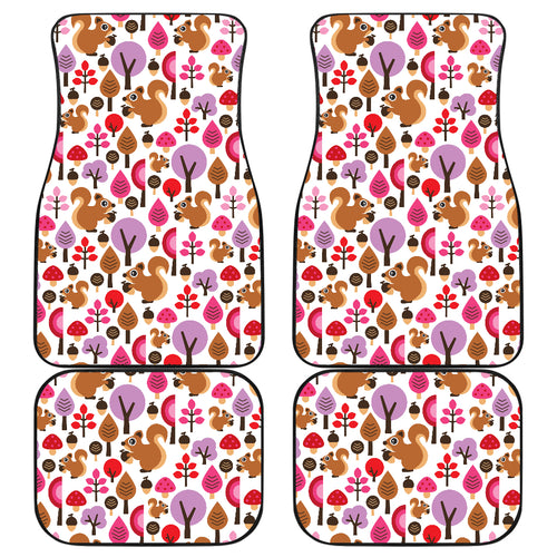 Squirrel Pattern Print Design 02 Front and Back Car Mats
