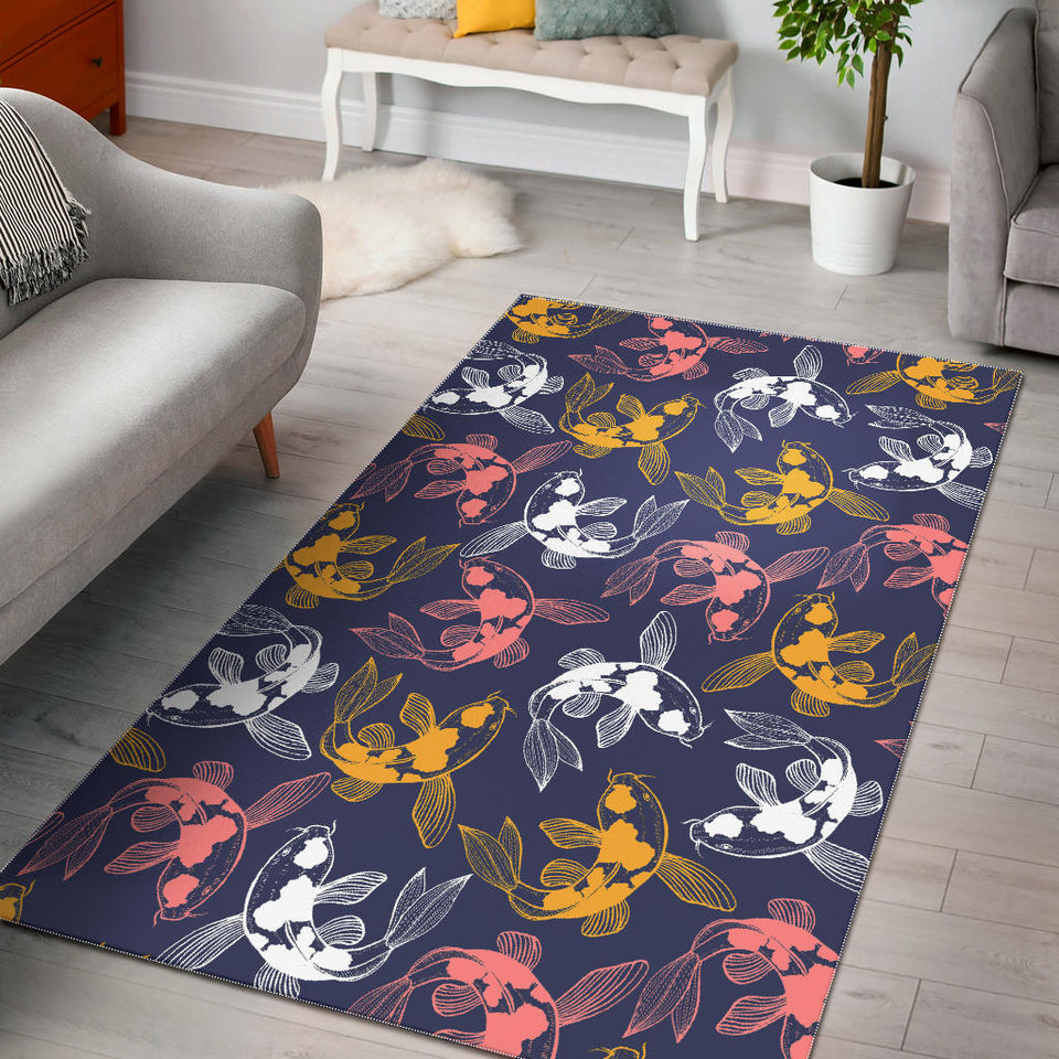 Koi Fish Carp Fish Pattern Area Rug