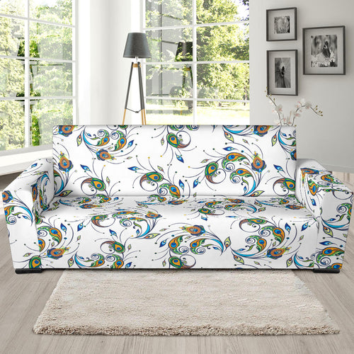 Peacock Feather Pattern Sofa Slipcover
