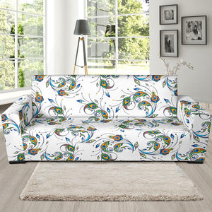 Peacock Feather Pattern Sofa Slipcover
