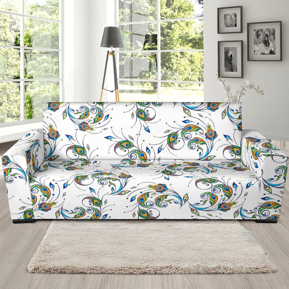 Peacock Feather Pattern Sofa Slipcover
