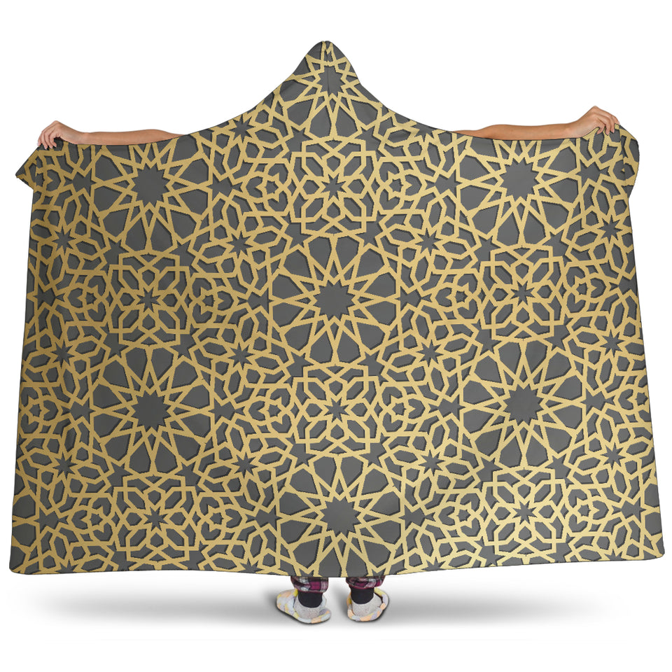 Arabic Star Gold Pattern Hooded Blanket