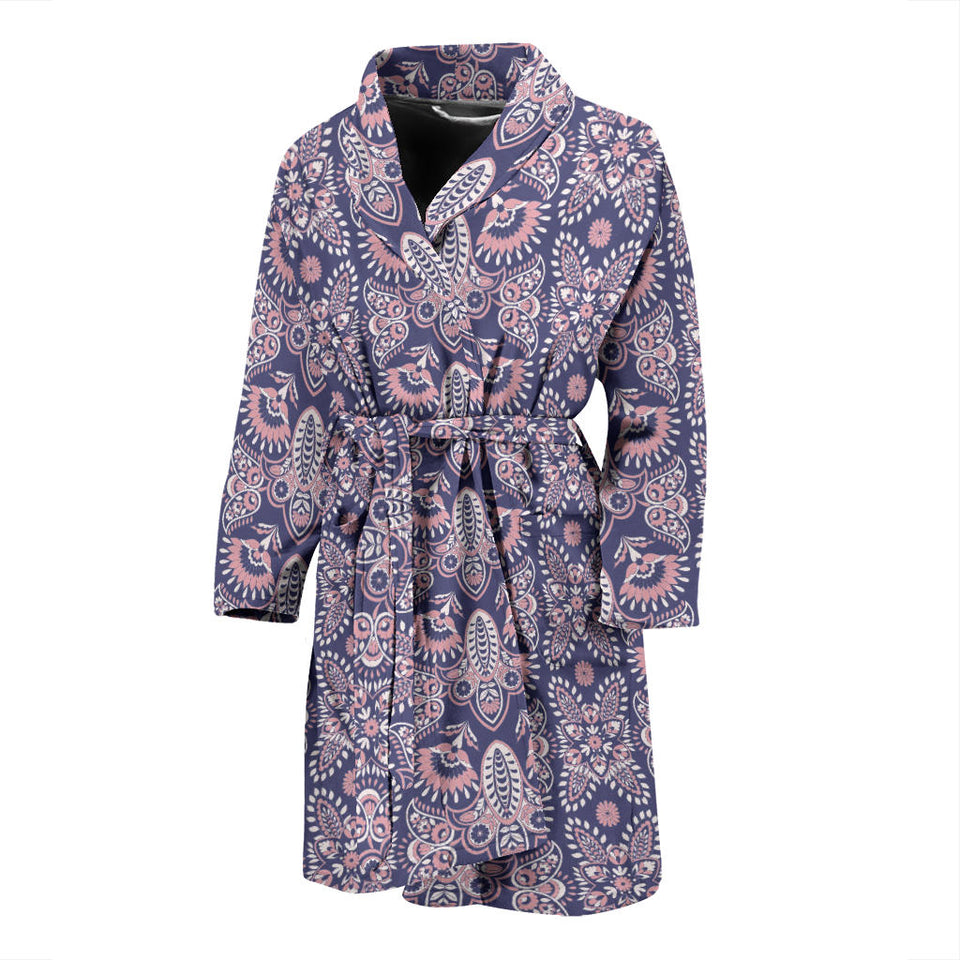 Indian Batik Style Pattern Men'S Bathrobe