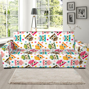 Color Cute Owl Pattern Sofa Slipcover