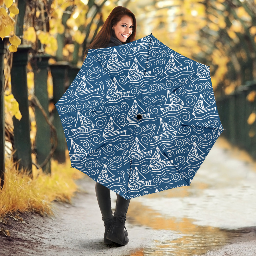 Hand Drawn Sailboat Pattern Umbrella