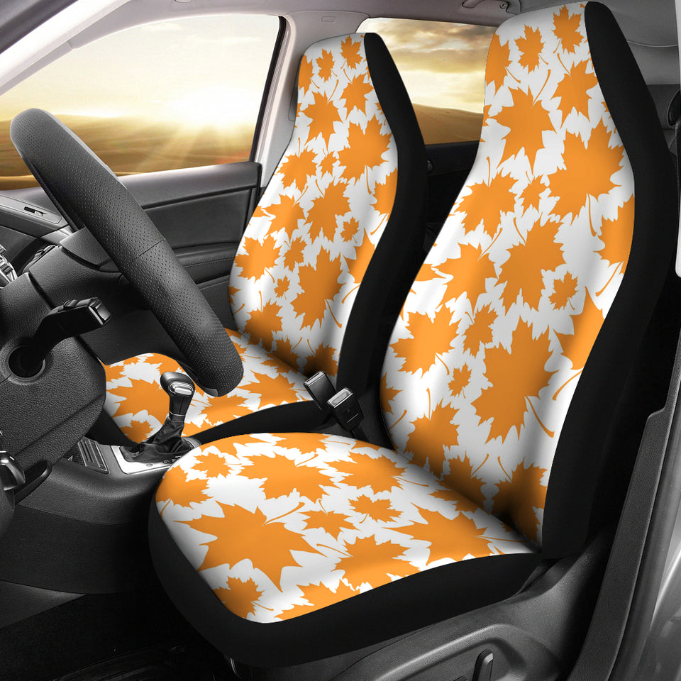 Orange Maple Leaf Pattern Universal Fit Car Seat Covers