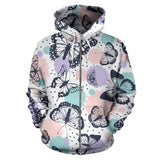 Butterfly Pattern Zip Up Hoodie