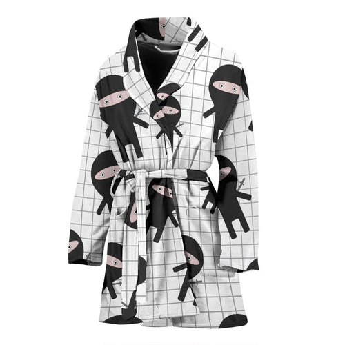 Ninja Pattern Plaid Background Women'S Bathrobe