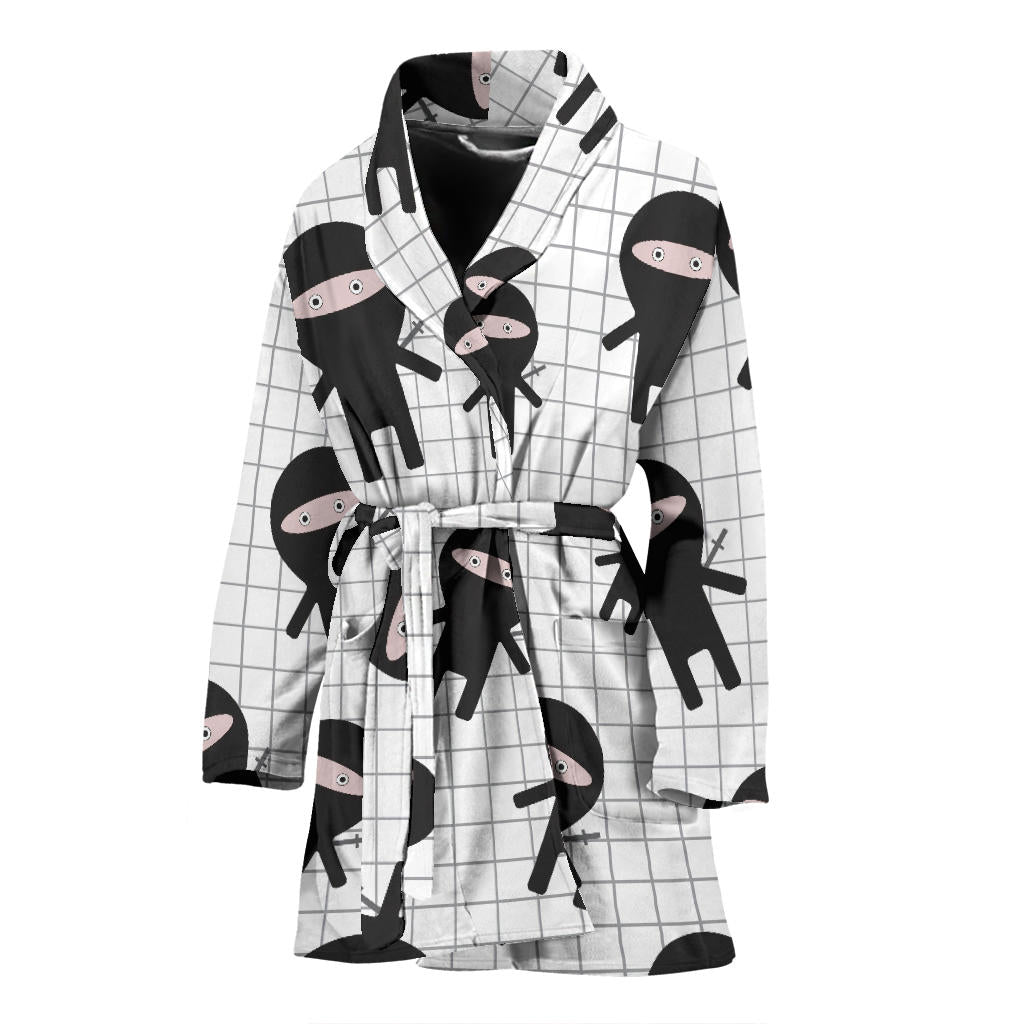 Ninja Pattern Plaid Background Women'S Bathrobe
