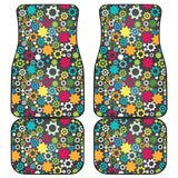 Gear Pattern Print Design 03 Front and Back Car Mats