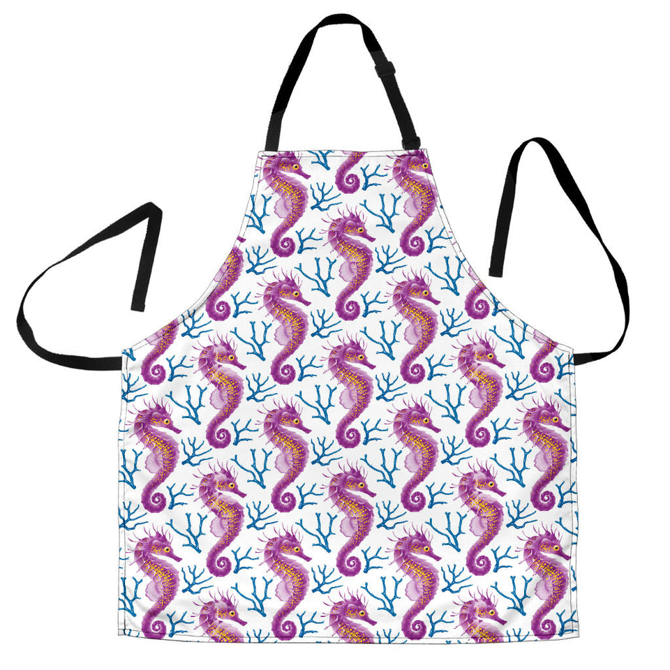 Purple Seahorse Blue Coral Pattern Adjustable Apron