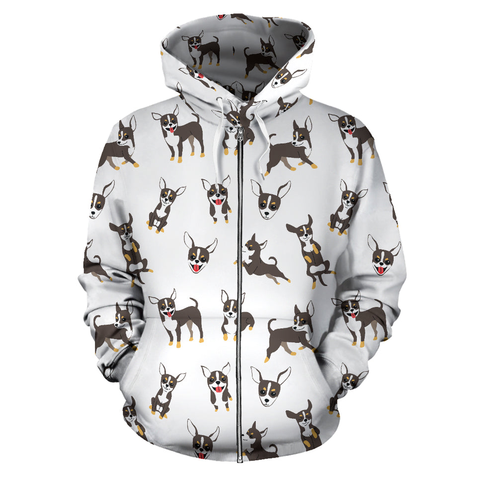 Chihuahua Dog Pattern Zip Up Hoodie