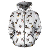 Chihuahua Dog Pattern Zip Up Hoodie