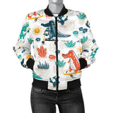 Cute Crocodile Pattern Women'S Bomber Jacket