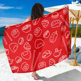 Sushi Pattern Red Background Sarong