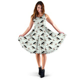 Pelican Pattern Print Design 02 Sleeveless Midi Dress