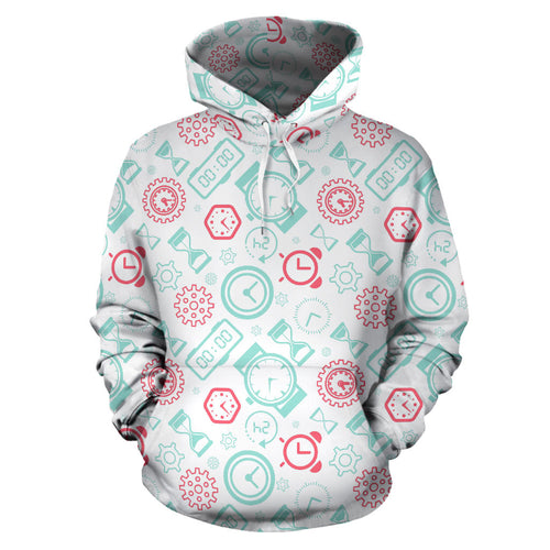 Clock Time Pattern Blackground Men Women Pullover Hoodie