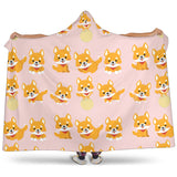 Cute Shiba Inu Dog Pattern  Hooded Blanket