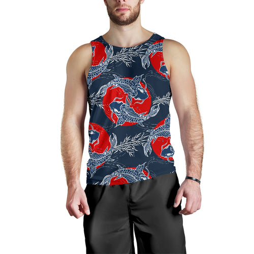 Koi Fish Carp Fishs hand drawn japanese art Men Tank Top