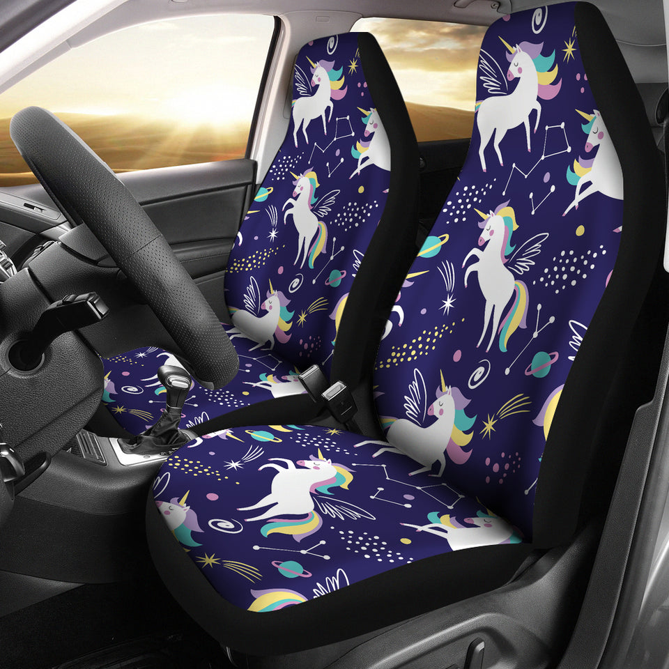 Hand Drawn Cute Unicorn Star Planet  Universal Fit Car Seat Covers