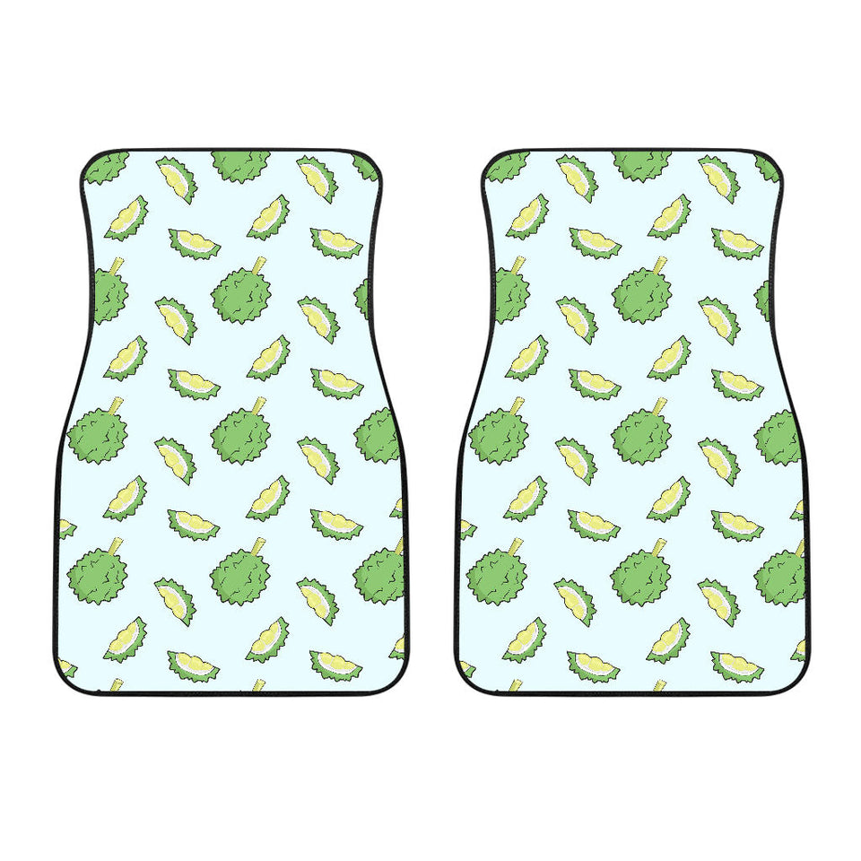 Durian Pattern Blue Background Front Car Mats