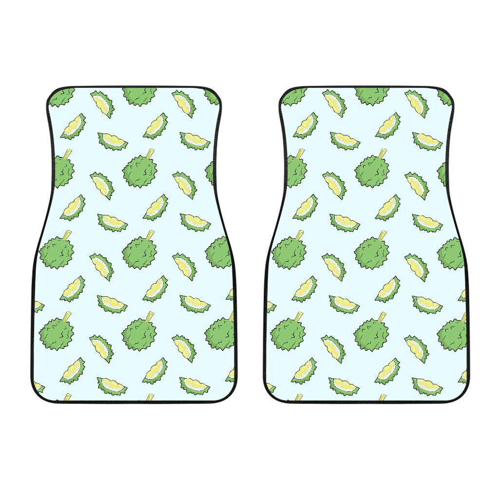Durian Pattern Blue Background Front Car Mats