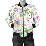 Beautiful Pink Lotus Waterlily Leaves Pattern Women'S Bomber Jacket