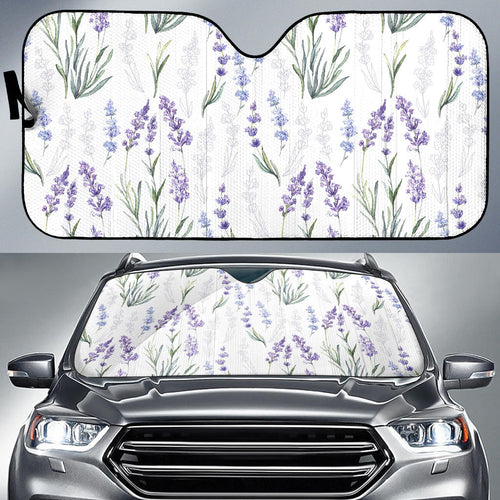Hand Painting Watercolor Lavender Car Sun Shade