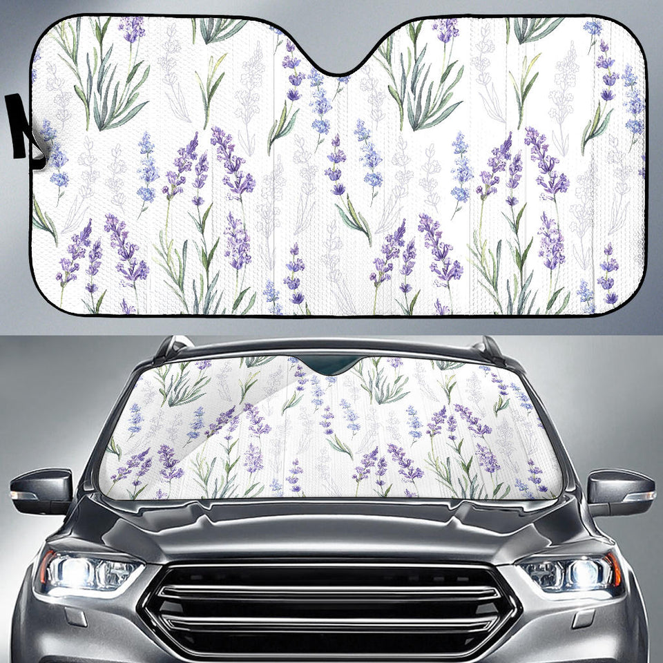 Hand Painting Watercolor Lavender Car Sun Shade