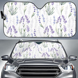 Hand Painting Watercolor Lavender Car Sun Shade