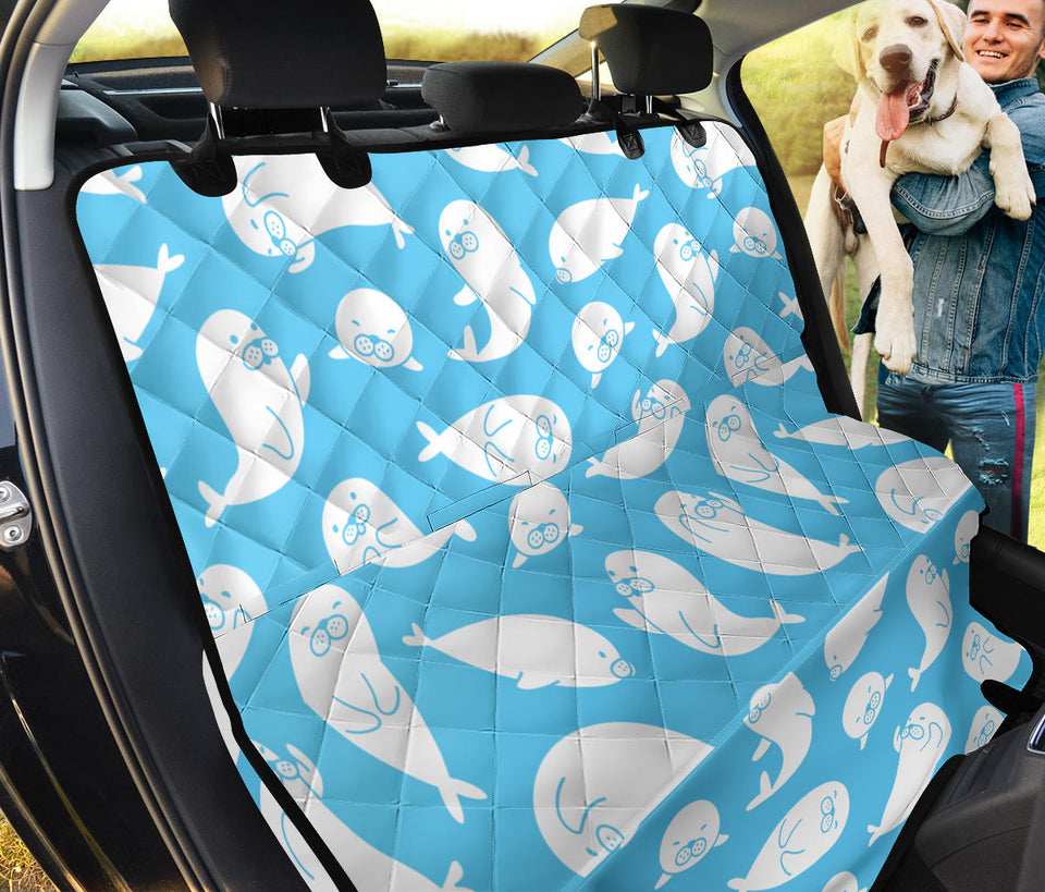 Cute White Sea Lion Seals Pattern Dog Car Seat Covers