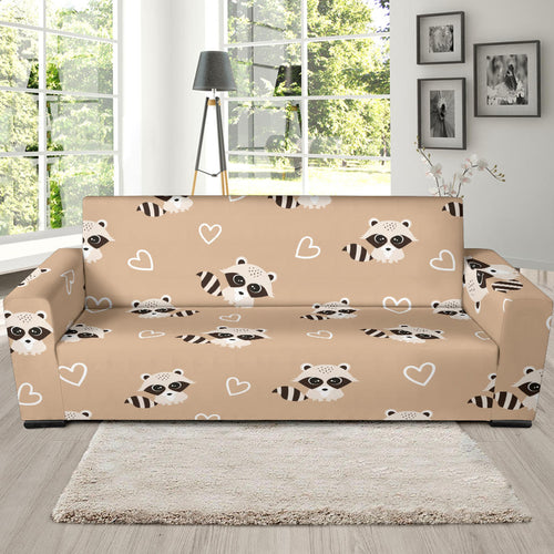Cute Raccoon Heart Pattern Sofa Slipcover