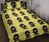 Cute ninja yellow background Quilt Bed Set