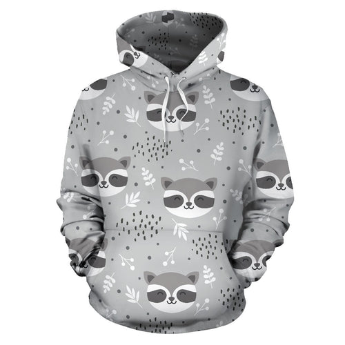 Cute Raccoons Leaves Dot Men Women Pullover Hoodie
