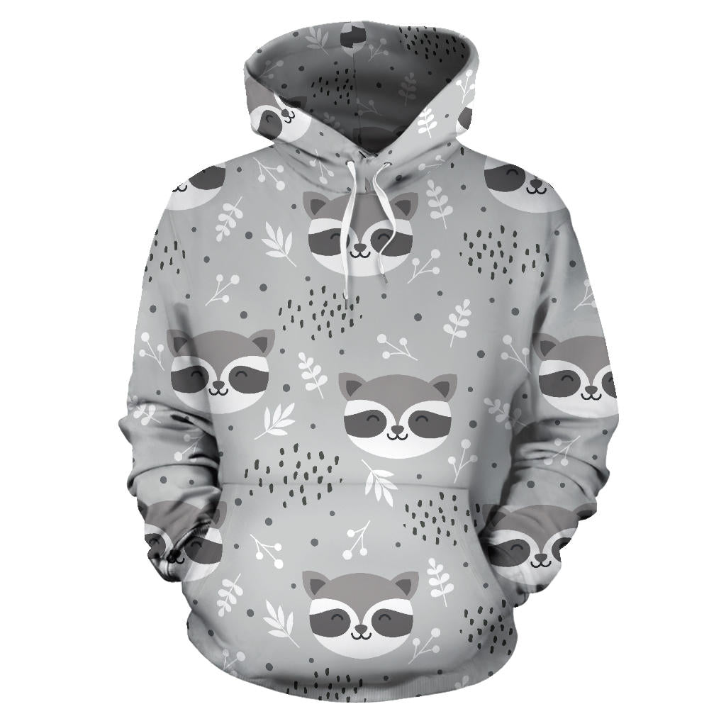 Cute Raccoons Leaves Dot Men Women Pullover Hoodie