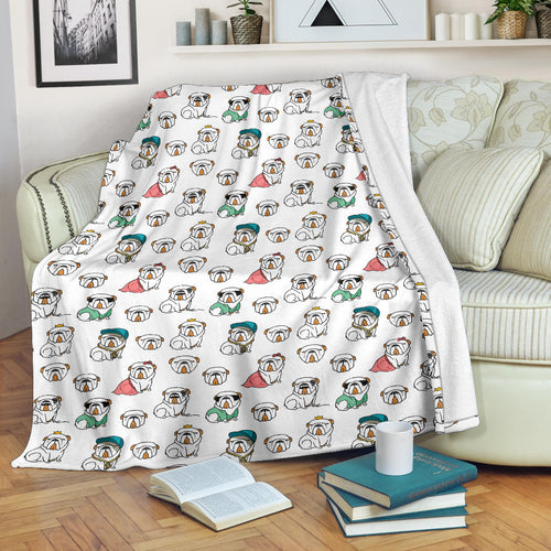 English Bulldog Pattern Print Design 03 Premium Blanket