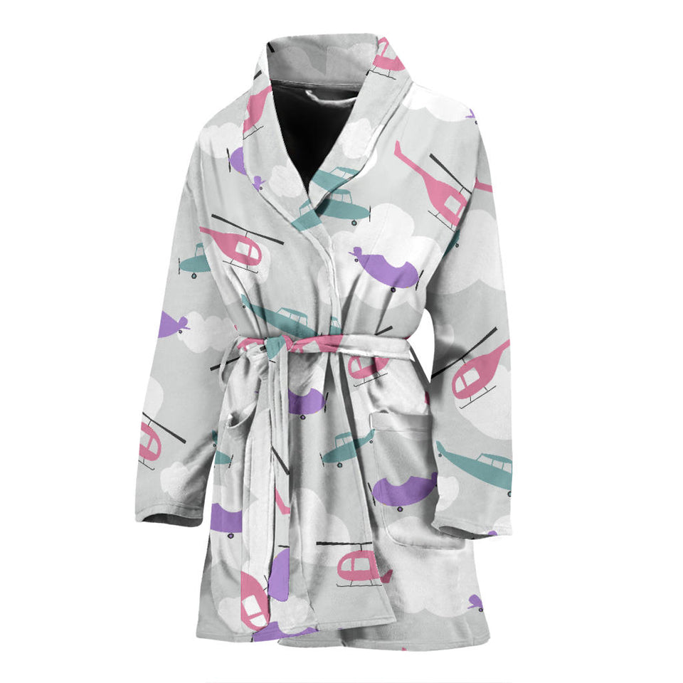 Helicopter Plane Pattern Women'S Bathrobe