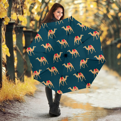 Camel Pattern Blue Blackground Umbrella