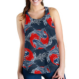 Koi Fish Carp Fishs hand drawn japanese art Women Racerback Tank Top