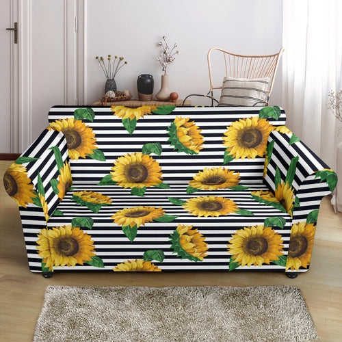 Sunflowers Ribbon Background Loveseat Couch Slipcover