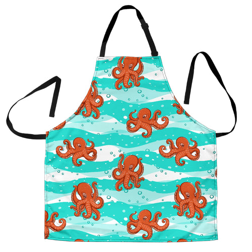 Octopuses Sea Wave Background Adjustable Apron