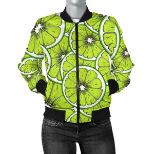 Slices Of Lime Design Pattern Women'S Bomber Jacket